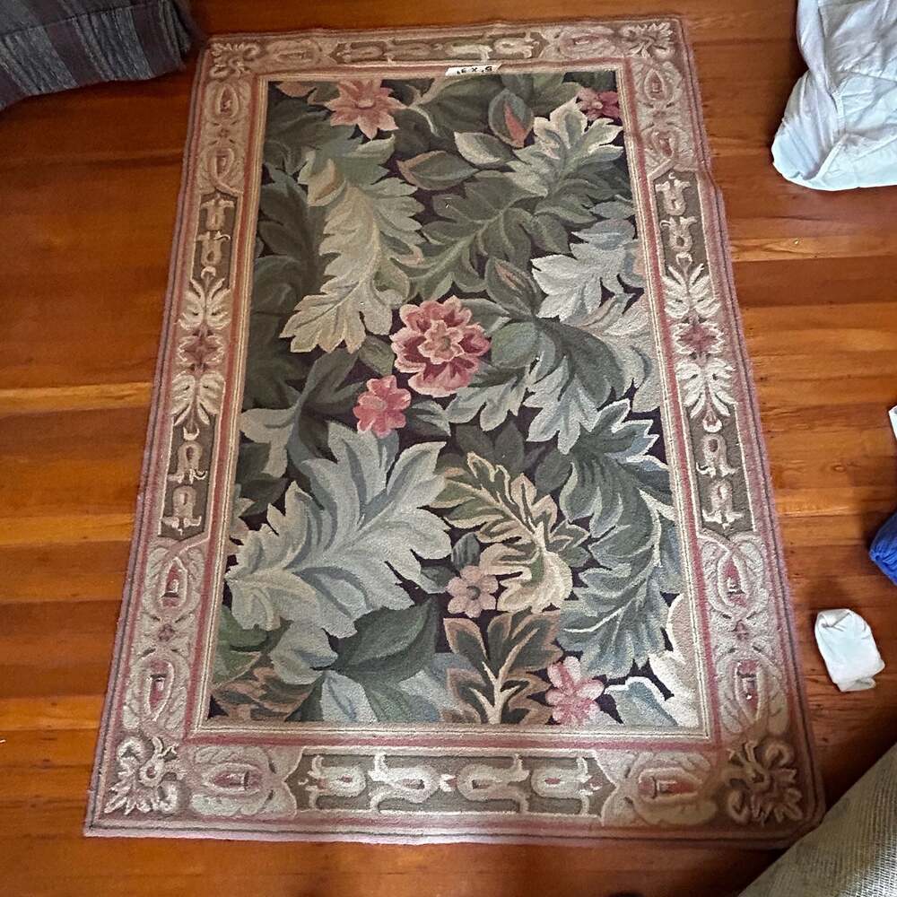 VTG Nourison Bijou Collection Hand Made Micro Hooked 100% Wool Floral Area Rug